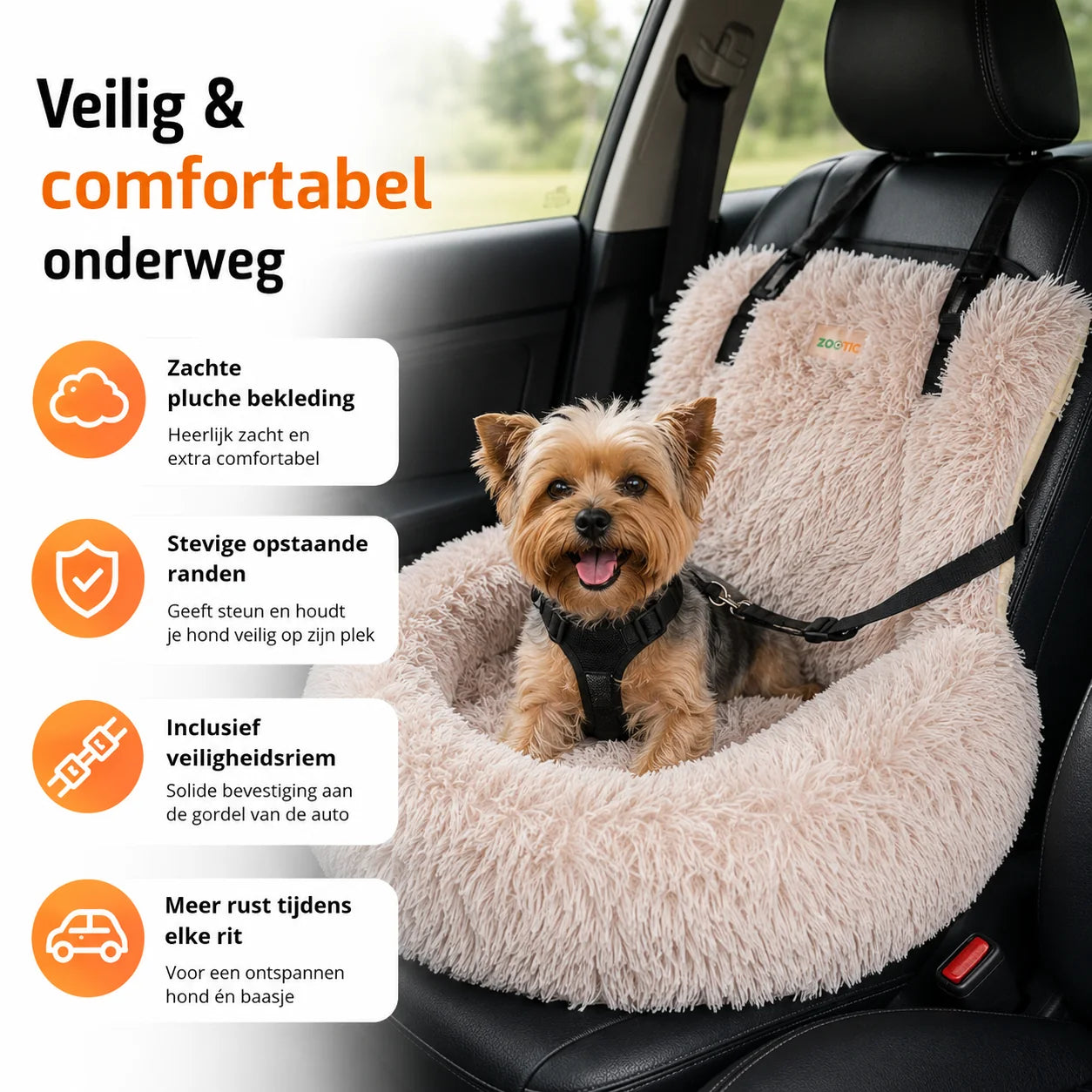 Zootic hondenmand auto, autostoel voor honden