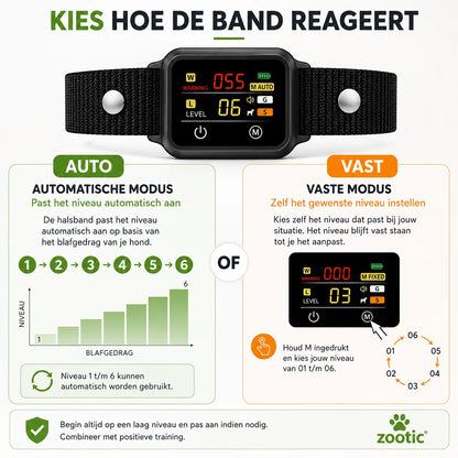 Anti blafband met automatische modus en handmatig instelbare vaste modus