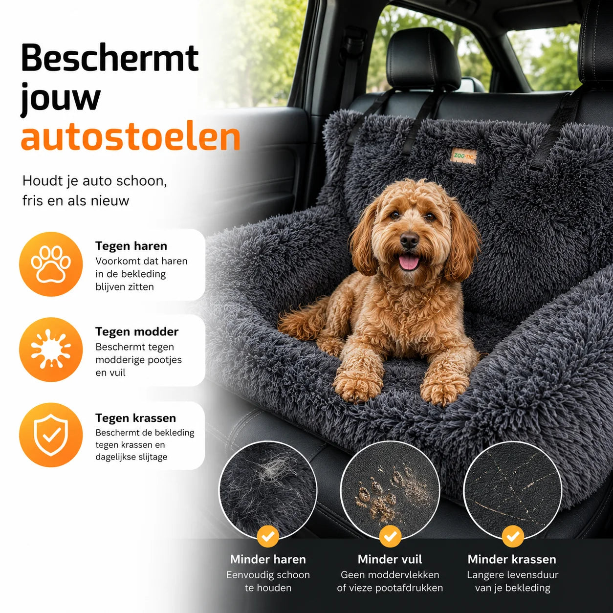 Zootic hondenmand auto, autostoel voor honden